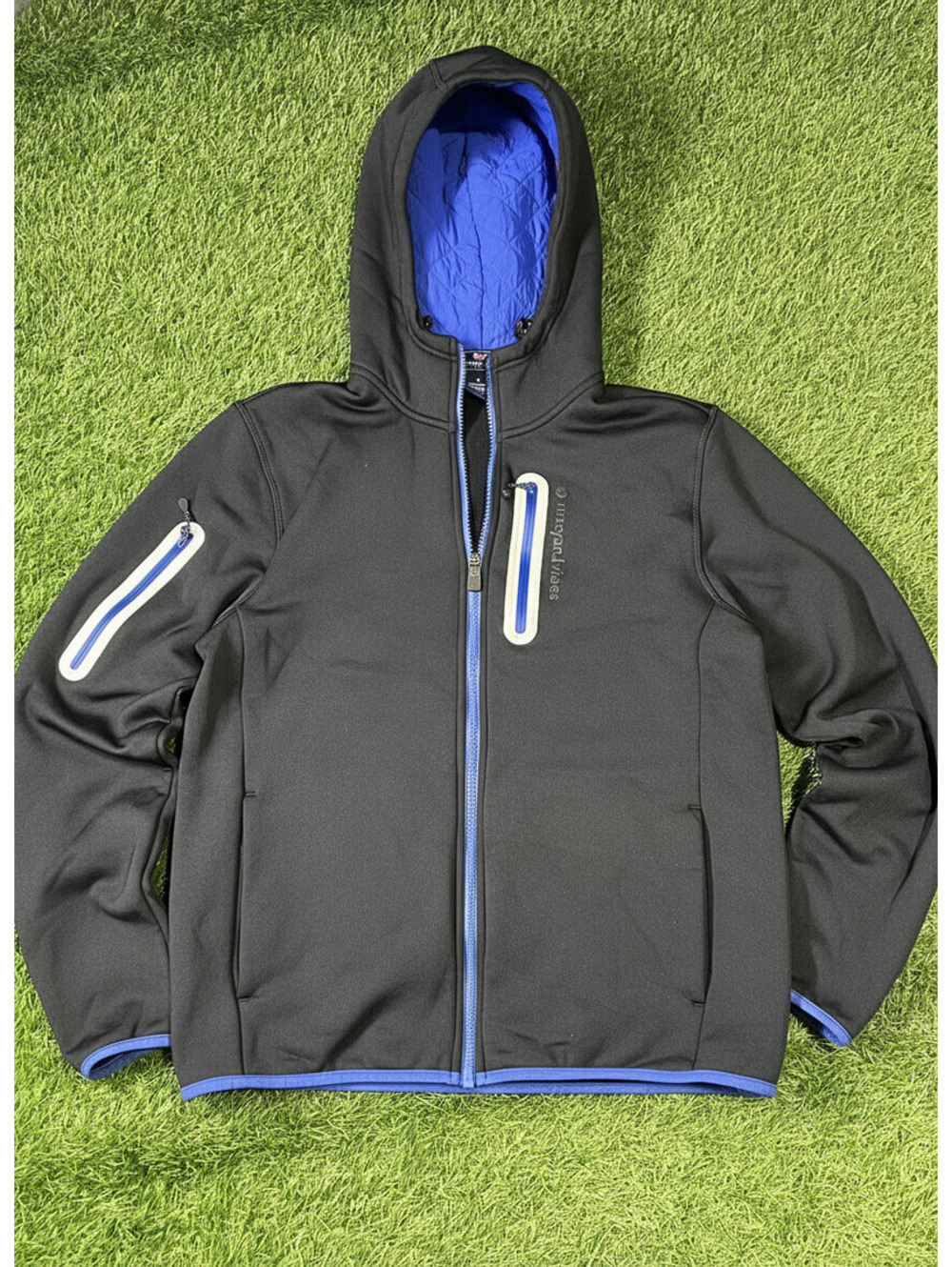 2000s vineyard vines softshell hoodie black blue men size S